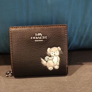 Coach Black Wallet with Dog Motif